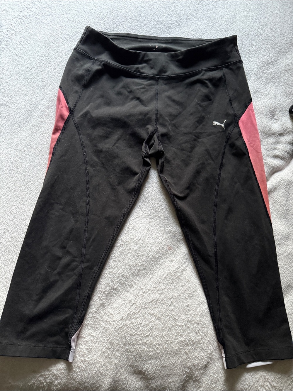 Puma Black and Rose Capri Athletic Leggings